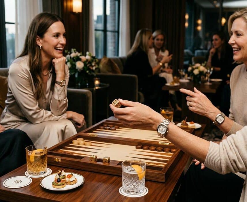 ParisSelectBook - Tory Burch lance ses montres Eleanor Curve autour d'un backgammon