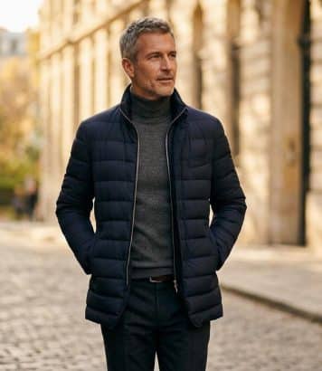 ParisSelectBook - La doudoune homme que le luxe a transformée en pièce de tailleur pour affronter l'hiver parisien