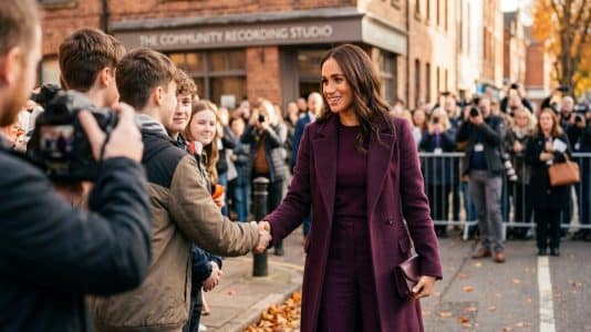 ParisSelectBook - Le manteau aubergine de Meghan Markle prouve que la couleur noire est dépassée cet automne 2026