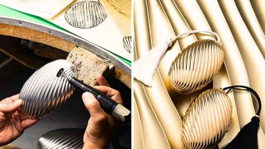 La minaudière Melone de Bvlgari revient en aluminium doré et change de registre